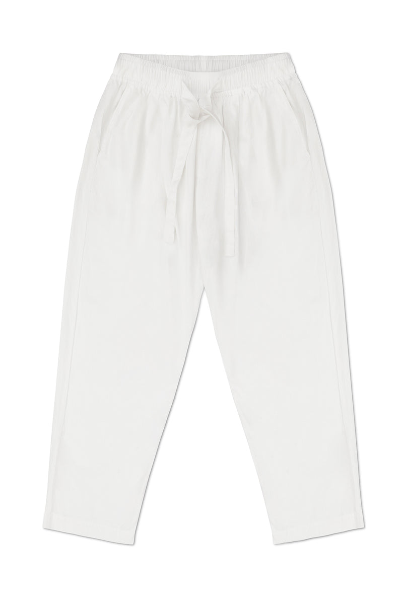 LINEN BOXER PANTS IN WHITE