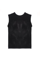 KNIT SLEEVELESS SHIRT IN BLACK
