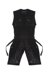 SLEEVELESS MESH JUMPSUIT IN BLACK