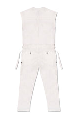 SLEEVELESS LINEN JUMPSUIT IN WHITE