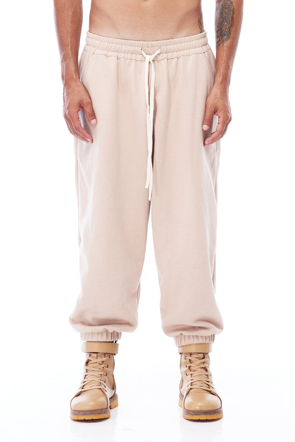 FLEECE BOXER PANTS IN TAN