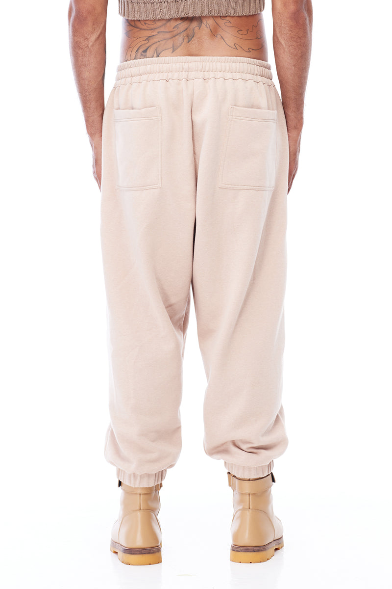 FLEECE BOXER PANTS IN TAN