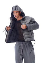 PUFFER JACKET WITH LACING IN GREY