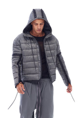 PUFFER JACKET WITH LACING IN GREY