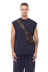 LEATHER RACER BAG IN BROWN