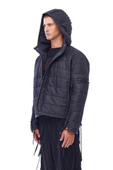 PUFFER JACKET WITH LACING IN BLACK