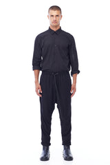 FULL LINEN TROUSER IN BLACK