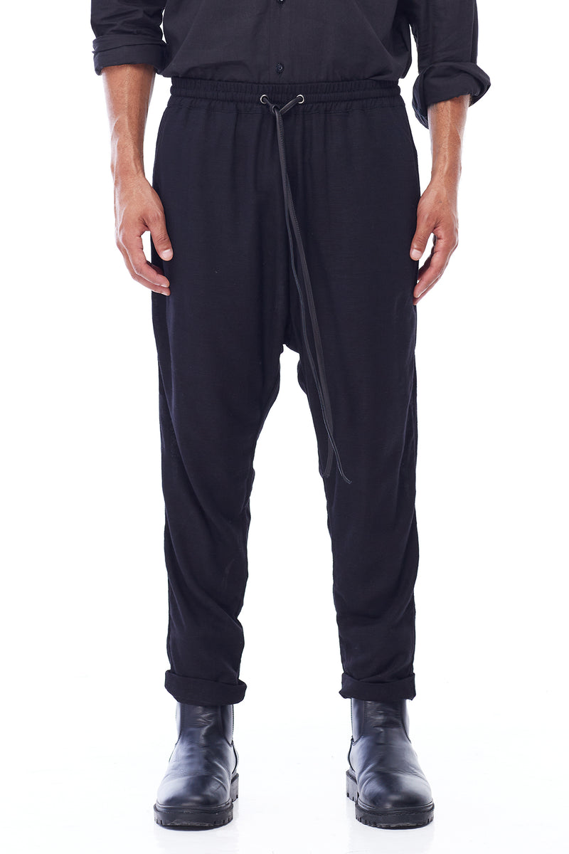 FULL LINEN TROUSER IN BLACK