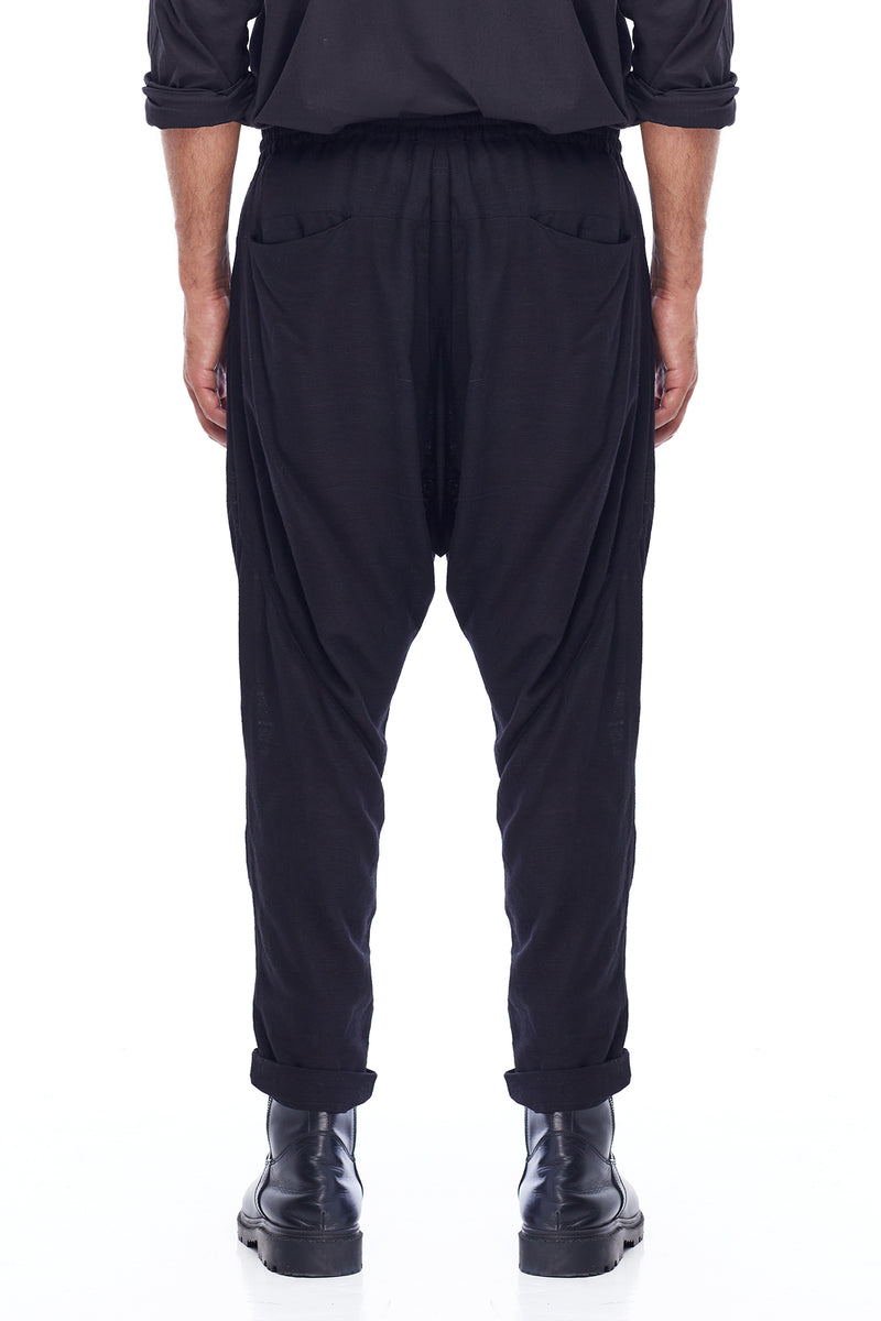 FULL LINEN TROUSER IN BLACK