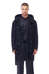 TRENCH COAT WITH HOOD IN BLACK