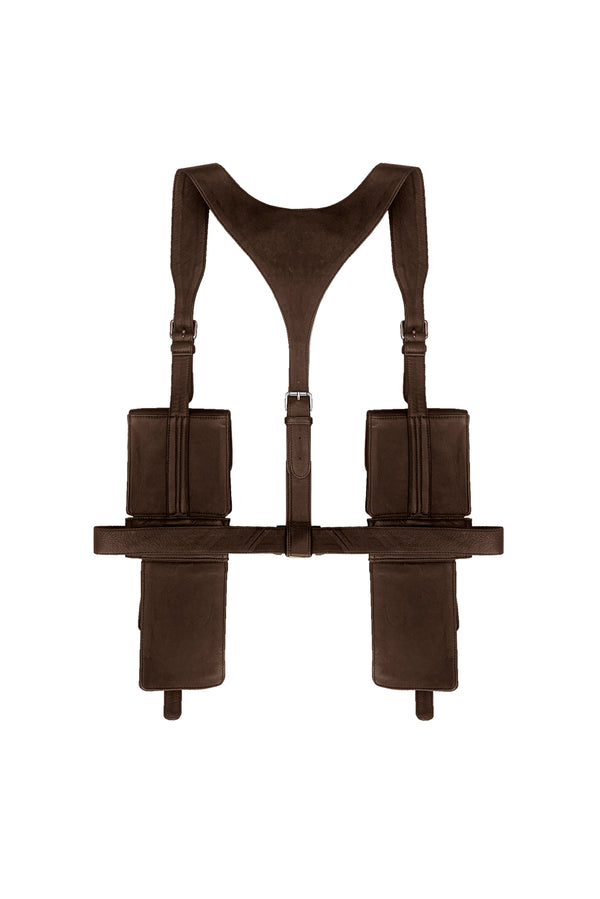 UTILITY HARNESS IN BROWN LEATHER