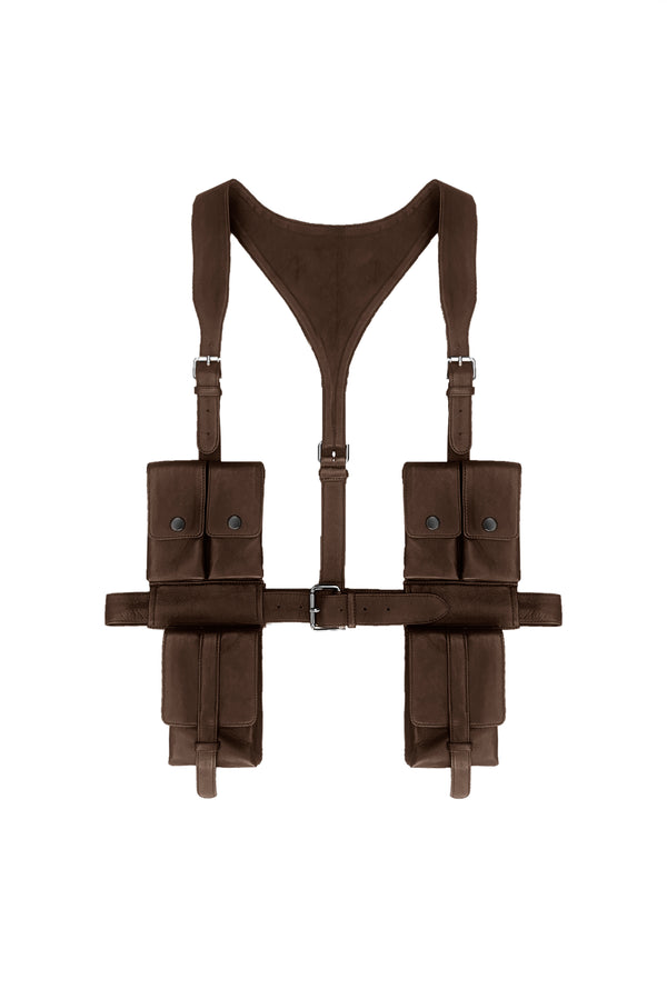 UTILITY HARNESS IN BROWN LEATHER