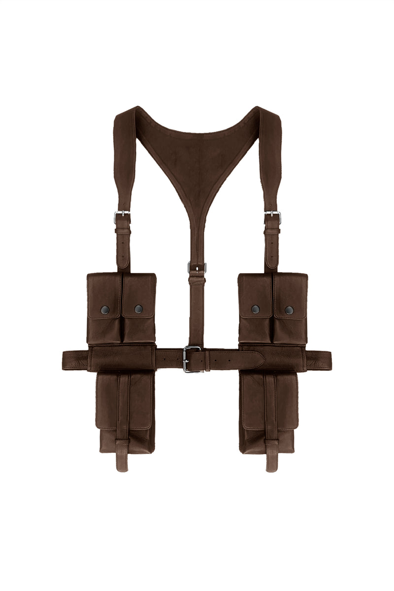UTILITY HARNESS IN BROWN LEATHER