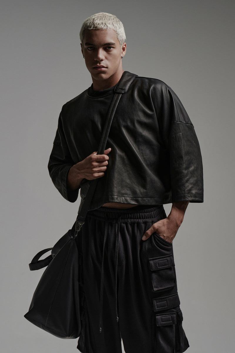 Boxer shirt in leather size M-mens