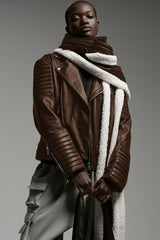 RACING JACKET IN BROWN LEATHER