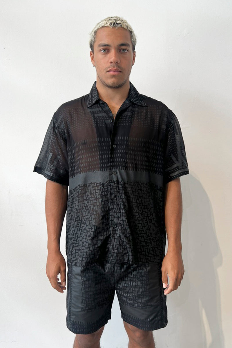 SHEER SAHARA PARTY SHIRT IN BLACK