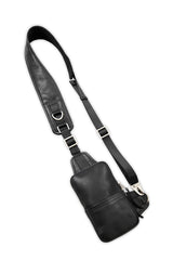 JONNY COTA aw23 OS LEATHER RACER BAG IN BLACK