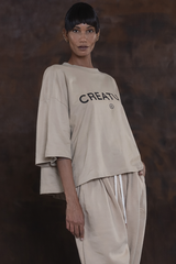 JONNY COTA AW25 CREATURE BOXY T-SHIRT IN TAN