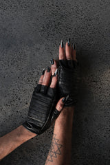JONNY COTA mens-accessories PLEATED GLOVES IN BLACK