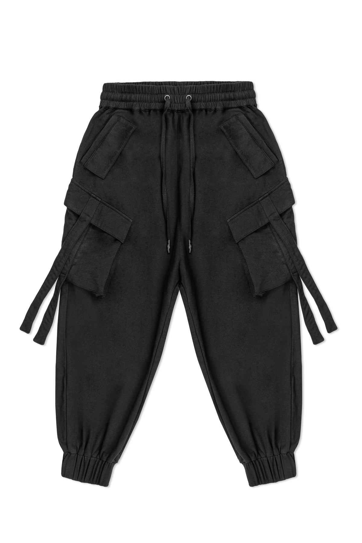 Black Cotton Terry Cargo Pants - JONNY COTA Streetwear
