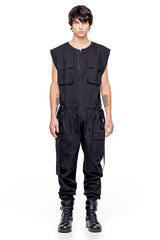 JONNY COTA mens-jumpsuit SLEEVELESS JUMPSUIT IN BLACK