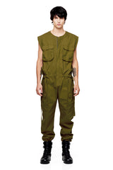 JONNY COTA mens-jumpsuit SLEEVELESS JUMPSUIT IN OLIVE