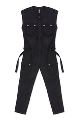 JONNY COTA mens-jumpsuit SLEEVELESS LINEN JUMPSUIT IN BLACK