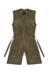 JONNY COTA mens-jumpsuit SLEEVELESS MESH JUMPSUIT IN ARMY GREEN