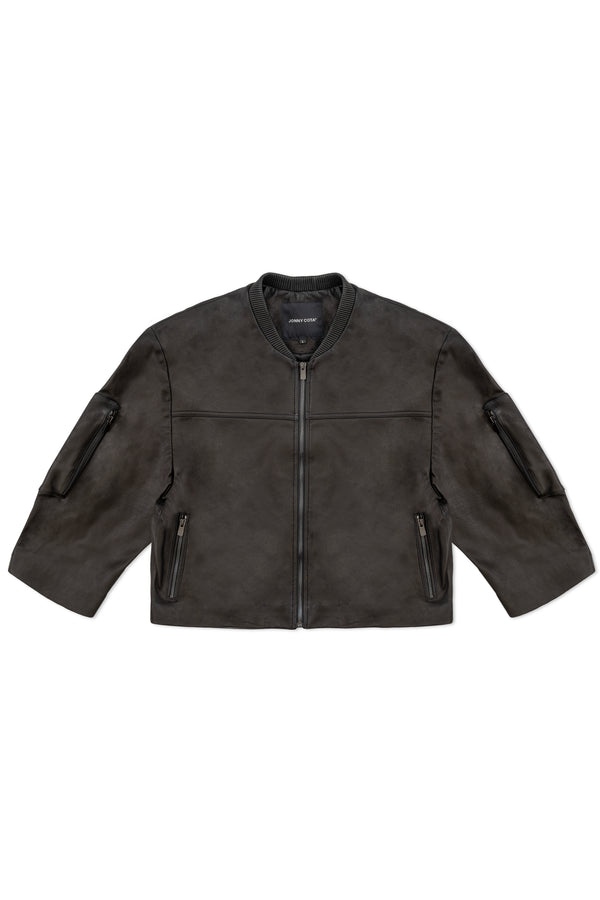 Strath Conar”羊革“ black 短丈“bomber jacket jonny-cota-mens-outerwear-