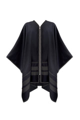 JONNY COTA mens-outerwear OS PONCHO IN BLACK LEATHER