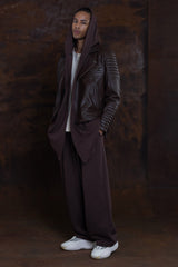 JONNY COTA mens-outerwear RACING JACKET IN BROWN LEATHER