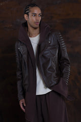 JONNY COTA mens-outerwear RACING JACKET IN BROWN LEATHER