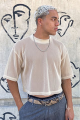JONNY COTA mens-tops BOXER MESH SHIRT IN OFF WHITE