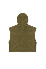 JONNY COTA mens-tops MESH SLEEVELESS HOODIE IN ARMY GREEN