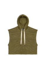 JONNY COTA mens-tops MESH SLEEVELESS HOODIE IN ARMY GREEN