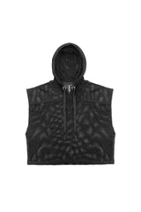 JONNY COTA mens-tops MESH SLEEVELESS HOODIE IN BLACK