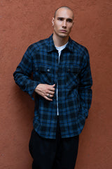 JONNY COTA mens-tops ORIGAMI FLANNEL SHIRT IN BLUE