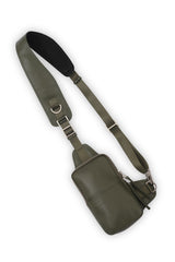 JONNY COTA OS LEATHER RACER BAG IN ARMY GREEN