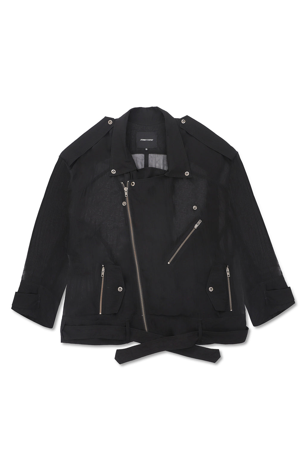 OVERSIZE SHEER MOTO JACKET IN BLACK – JONNY COTA