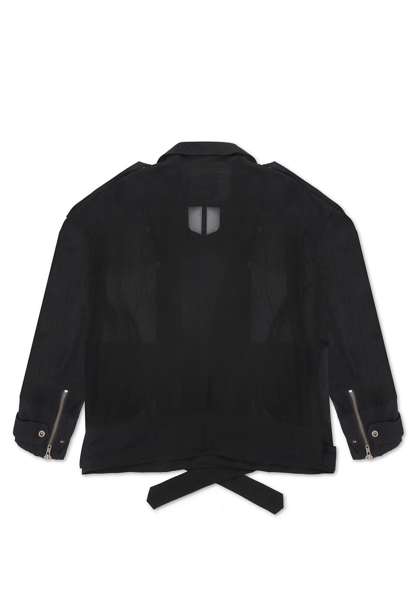 OVERSIZE SHEER MOTO JACKET IN BLACK – JONNY COTA