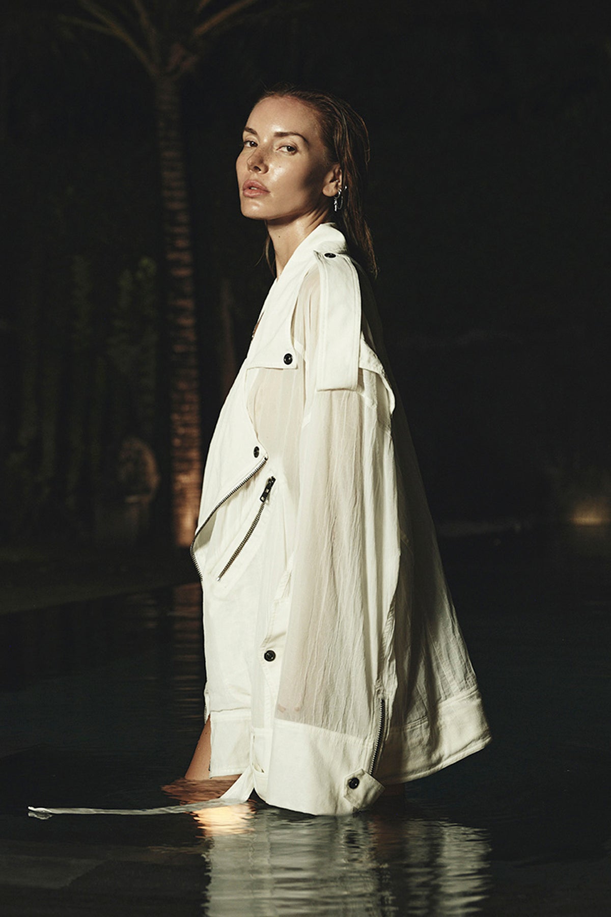 OVERSIZE SHEER MOTO JACKET IN WHITE – JONNY COTA
