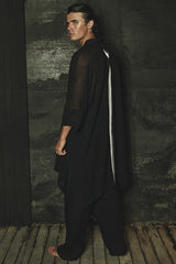 JONNY COTA OS SHEER KIMONO IN BLACK