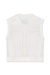 JONNY COTA SLEEVELESS SHEER JACKET IN WHITE