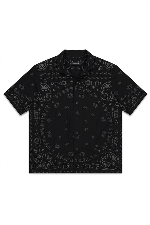 BANDANA PARTY SHIRT IN BLACK ON BLACK – JONNY COTA