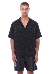 JONNY COTA SS26 BANDANA PARTY SHIRT IN BLACK ON BLACK