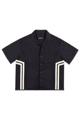 JONNY COTA SS26 STRIPE PARTY SHIRT IN BLACK