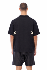 JONNY COTA SS26 STRIPE PARTY SHIRT IN BLACK