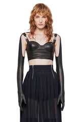 JONNY COTA womens-accessories LEATHER GLOVE SLEEVES IN BLACK