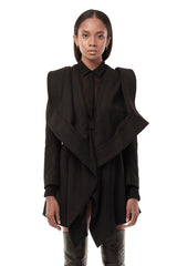 JONNY COTA womens-outerwear DRAPED HOOD COAT IN BLACK