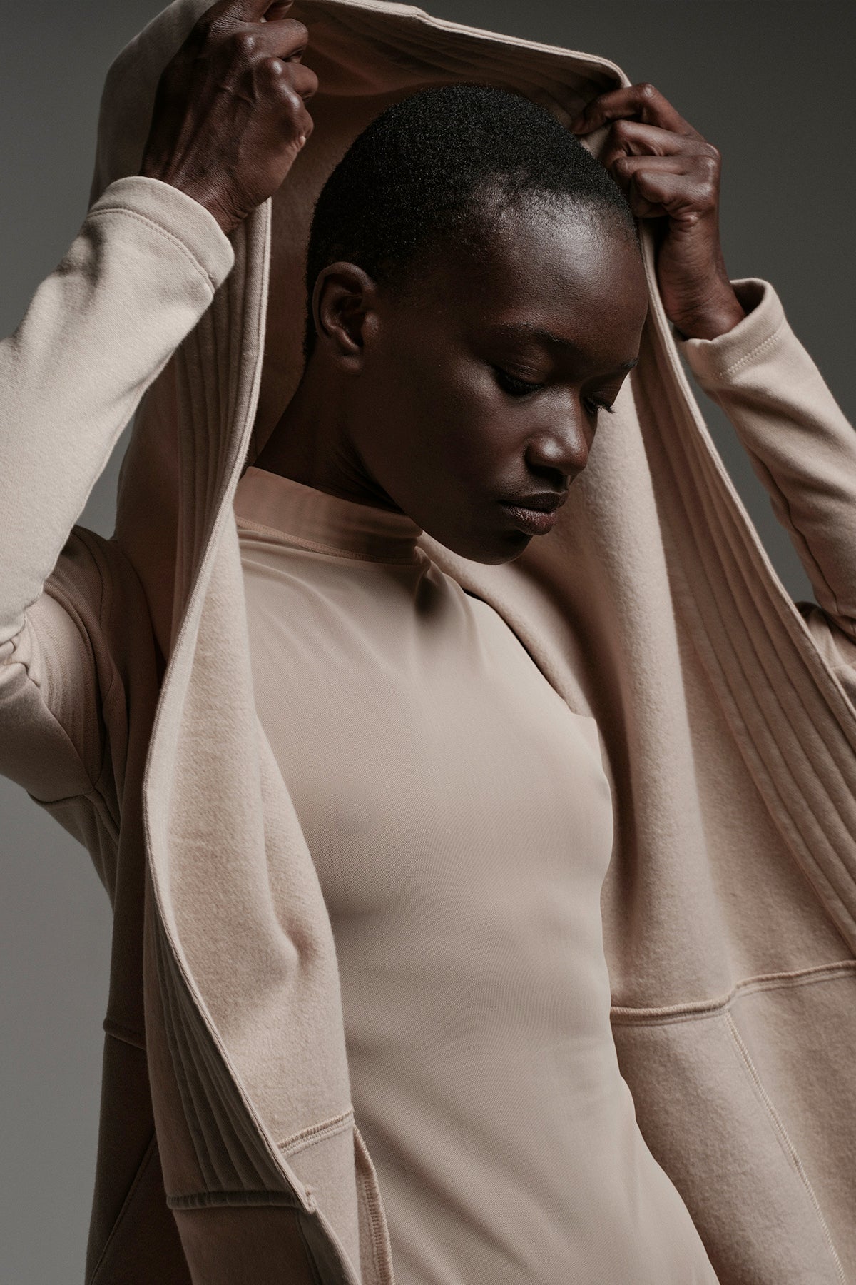 DRAPED HOODIE IN TAN – JONNY COTA